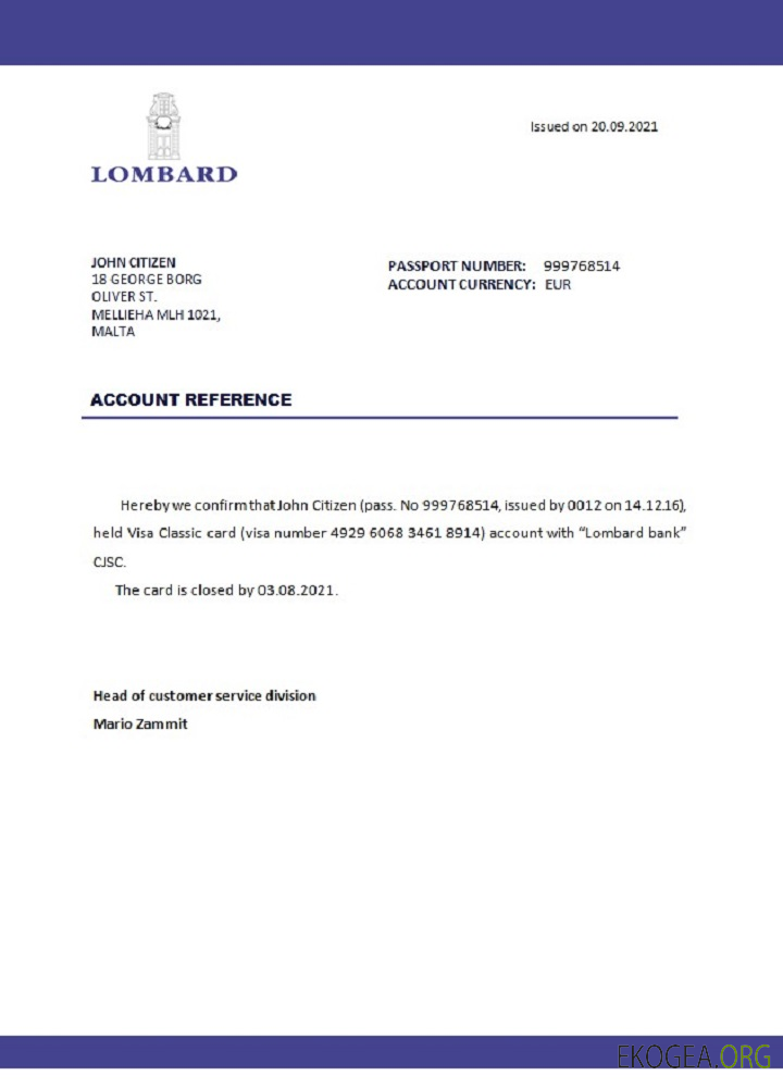 Référence Malta , Lombard Bank , closure